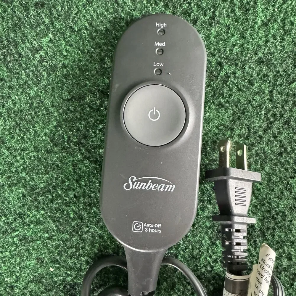 Sunbeam AA85 3-Prong Electric Heated Throw Blanket OEM Controller Power Cord B